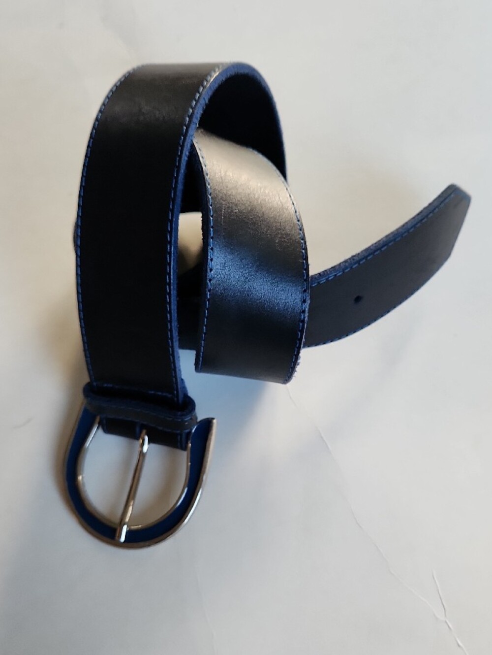 Gorgeous Navy Leather Belt / Made In Canada